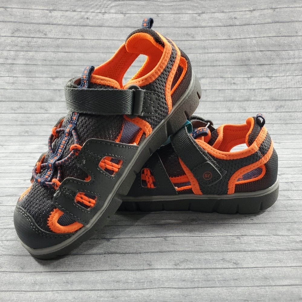 NWOT Stride Rite River Sandals Strappy‎ Toddler Boys Size 12 Gray Orange